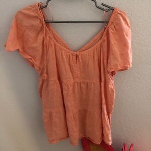 Pink off the shoulder tassel shirt